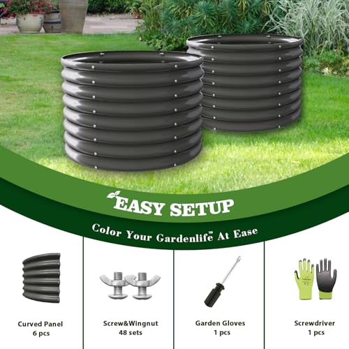 Galvanized Raised Garden Bed Oval Metal Planter Box for Vegetables Flowers A9593