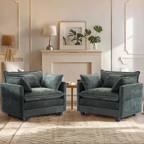 Chenille Lounge Chair with Ottoman, Beige W1064