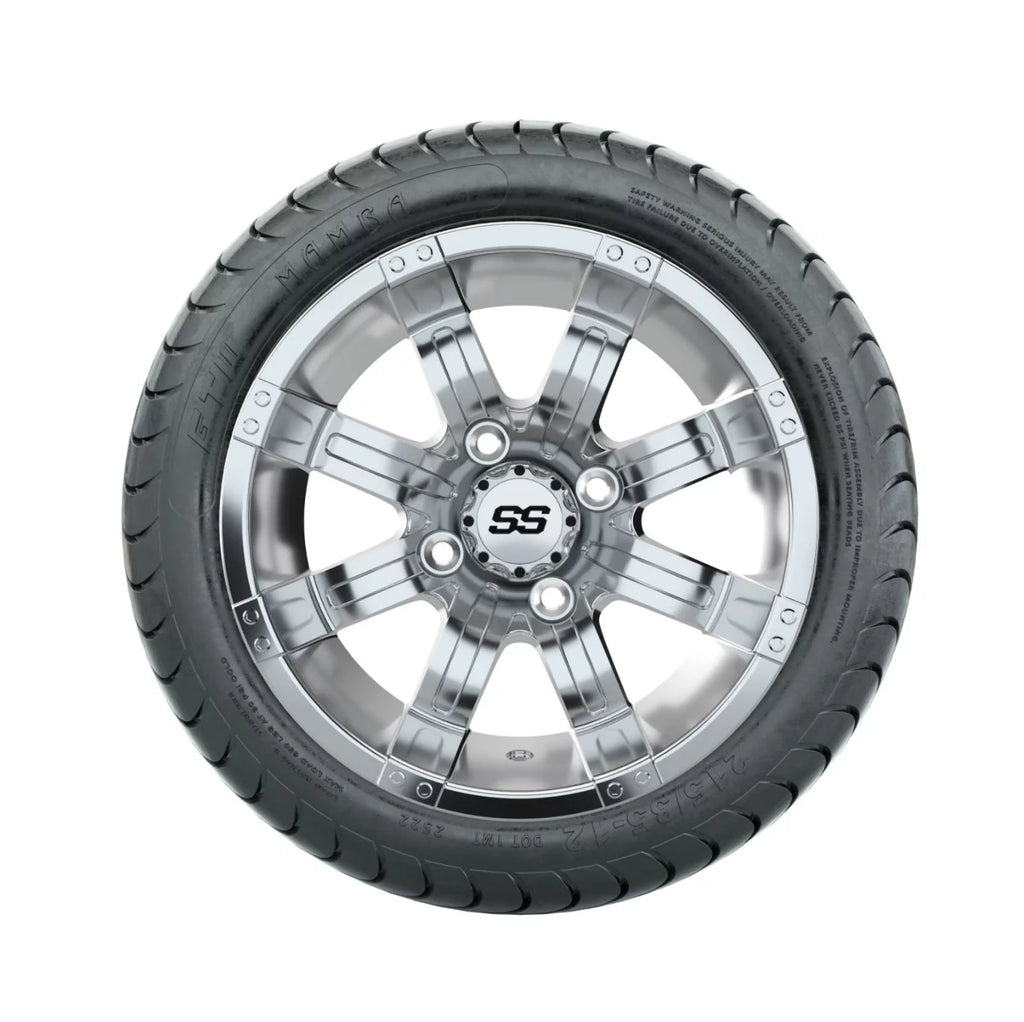 12 inch Chrome Golf Cart Wheel with 215/35-12 Tire Set of 4 U306283