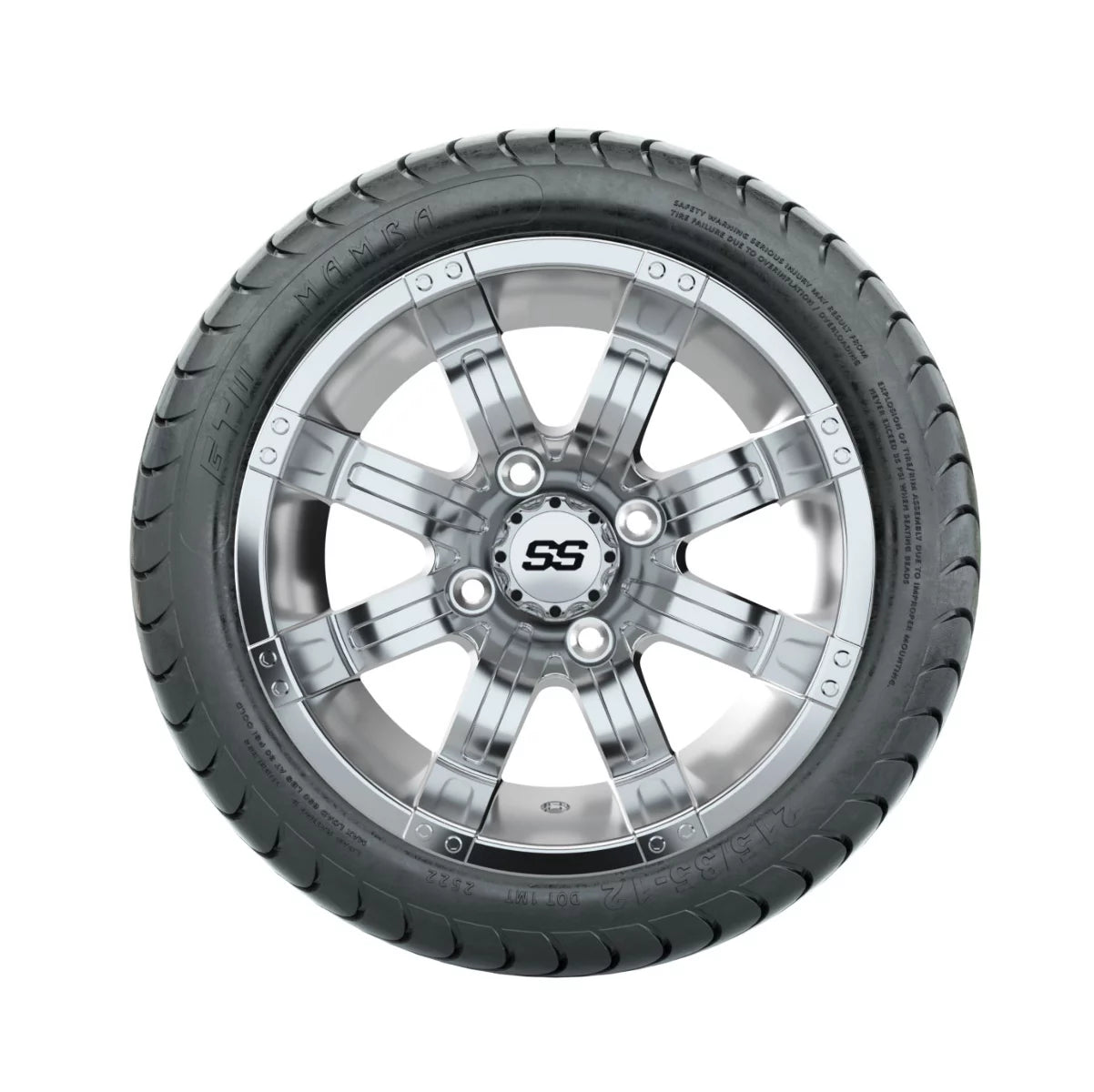 12 inch Chrome Golf Cart Wheel with 215/35-12 Tire Set of 4 U306283