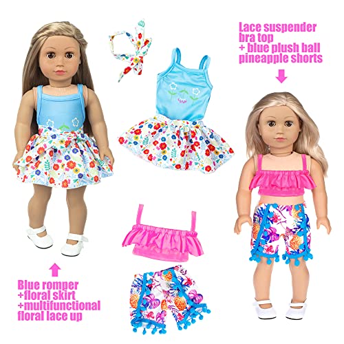18 Inch Doll Fashion Clothes 10 Sets with Outfits, Mermaid Dress, Bikini, Hats & Handbags U87674