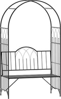 Outsunny Metal Trellis Arbor Arch for Climbing Plants with Garden Bench, Grow Grapes & Vines, Patio Decor & 2-Person Outdoor Interlacing Decorative Seating with Tips, 484 lbs. Weight Capacity, Black