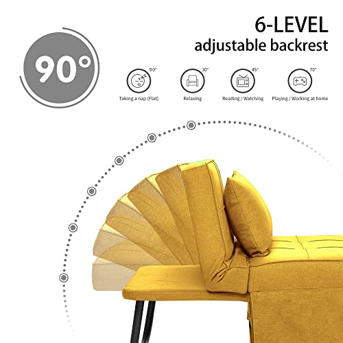 Sofa Bed Folding Ottoman Couch with Adjustable Backrest, Dark Grey C9023