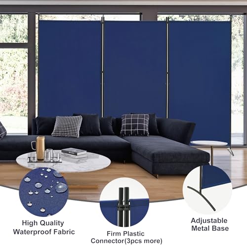 3 Panel Room Divider Folding Partition Privacy Screen, Freestanding Fabric Panel, 102" W x 71" H, Black V153