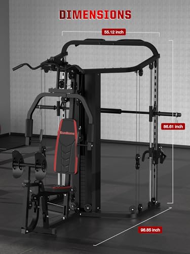 Multifunction Home Gym System with 138LB Weight Stack Y562012