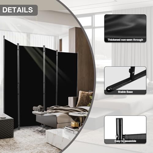 6 Panel Room Divider, Folding Privacy Screen, Freestanding Partition for Home Office P507