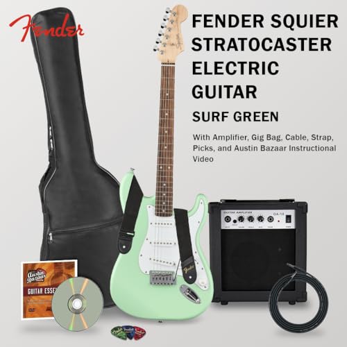 Stratocaster Electric Guitar Bundle with Amplifier, Gig Bag, Strap, Cable, Picks, and DVD S5583