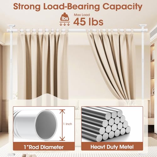 Room Divider Curtain Rod, No Drilling, Adjustable 4-10ft Height, Black W79312