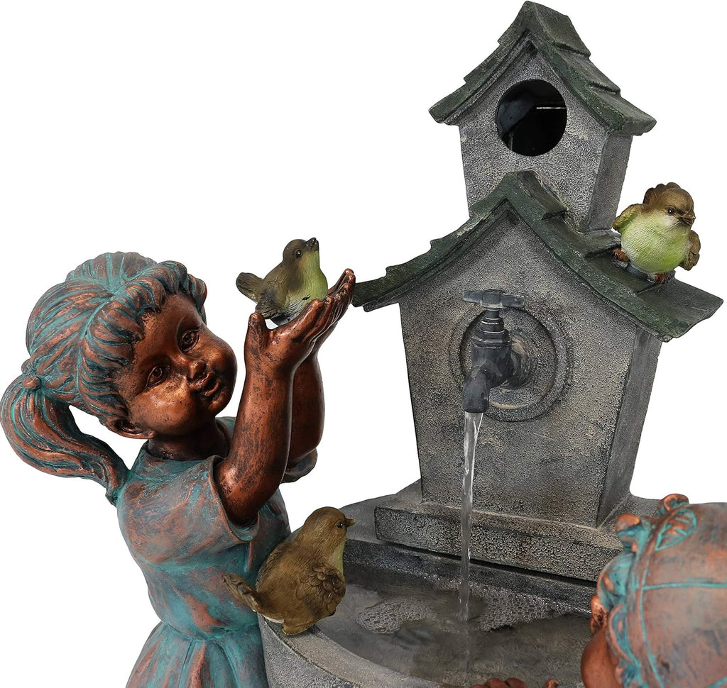 Outdoor Water Fountain with Bird Bath Design J93668