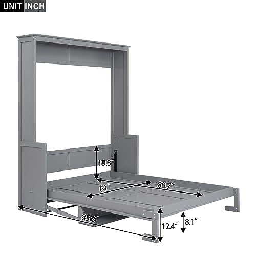 Queen Size Murphy Bed with Cabinet and LED Lights P178570