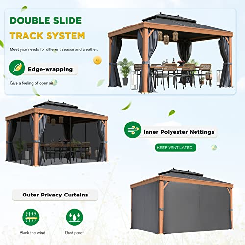 12x20 Hardtop Gazebo Double Roof Galvanized Steel Outdoor Aluminum Frame with Netting and Curtains M3306