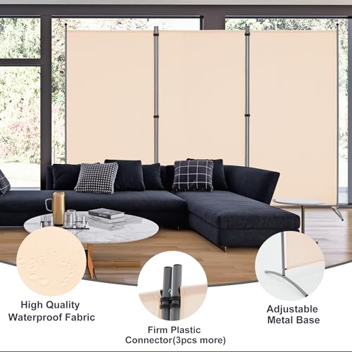 3 Panel Room Divider Folding Partition Privacy Screen, Freestanding Fabric Panel, 102" W x 71" H, Black V153