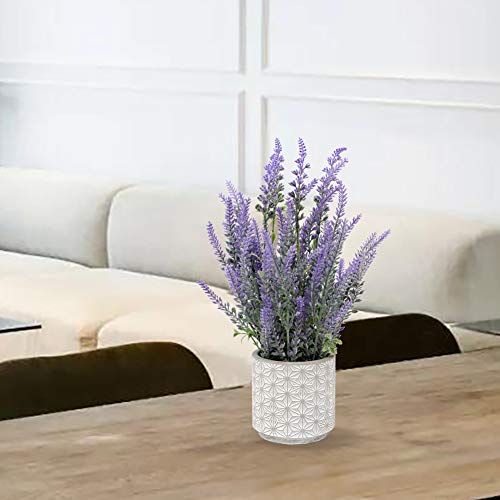 Artificial Lavender Plant in Cement Pot for Home Table Decor J719780