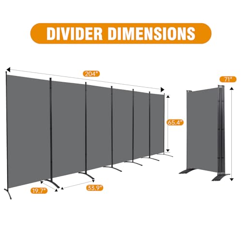 Room Divider Screen 3 Panel Folding Partition with Metal Frame, Grey M4968