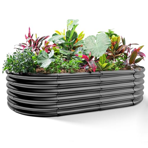 Galvanized Raised Garden Bed Kit, Oval Metal Planter Box for Vegetables E707229