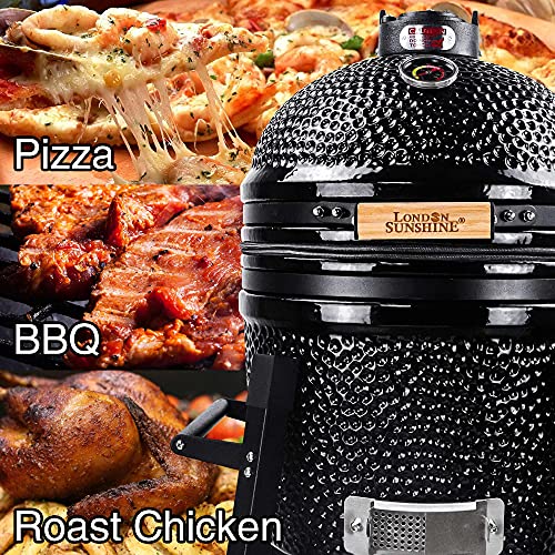 Ceramic Kamado Charcoal BBQ Grill and Smoker, 15 Inch with Tall Stand W2109