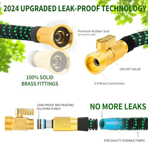 Expandable Garden Hose with Brass Fittings and Spray Nozzle T8330