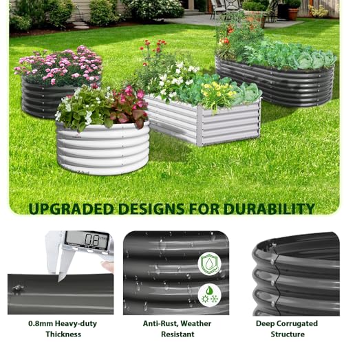 Galvanized Raised Garden Bed Oval Metal Planter Box for Vegetables Flowers A9593