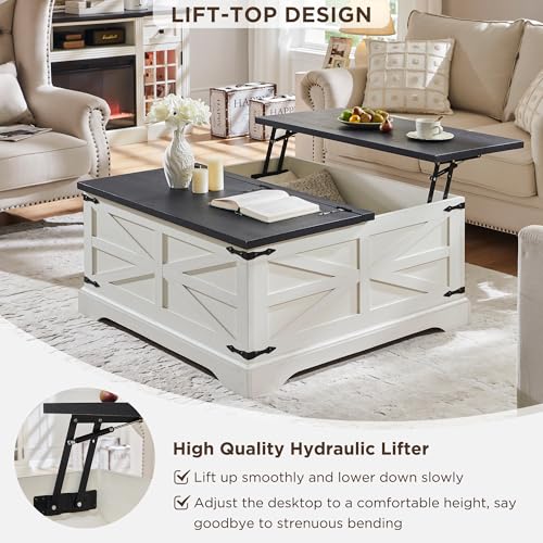 Farmhouse Lift Top Coffee Table with Storage, 36" Wood Square Center Table G51641