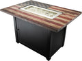 Endless Summer The Americana 40 x 28 Inch Rectangular 40,000 BTU Patio Outdoor LP Gas Fire Pit w/ White Fire Glass, American Flag Mantel, and Cover