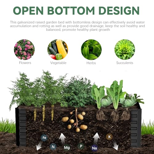 Galvanized Raised Garden Bed 8x4x2ft, Large Metal Planter Box for Vegetables, Flowers, Herbs J9369