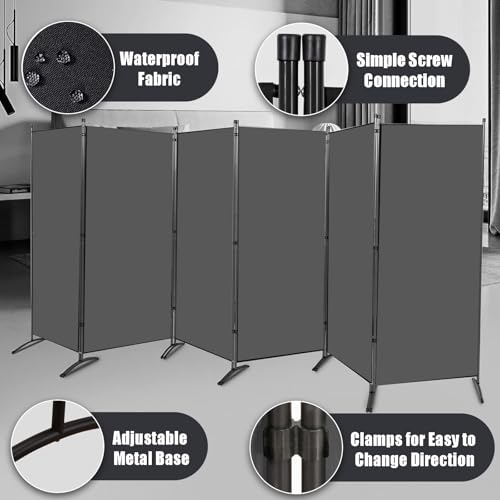 6 Panel Room Divider, Folding Privacy Screen, Freestanding Partition for Home Office P507