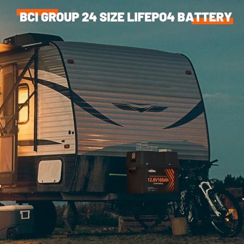 12V 100Ah Group 24 LiFePO4 Battery with 100A BMS, Deep Cycle for RV, Marine, Solar L361