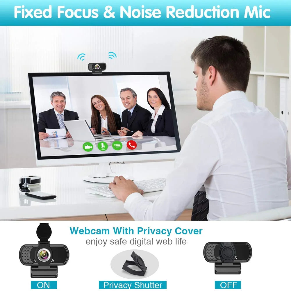 1080P Webcam with Microphone and Tripod Stand O31962