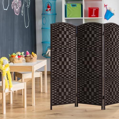 3 Panel Folding Room Divider, Privacy Screen, Dark Mocha S685