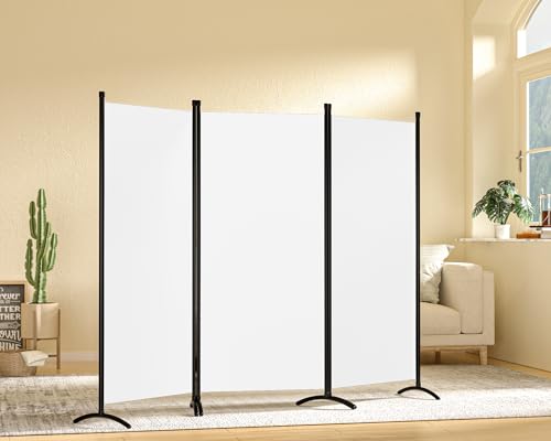 4 Panel Folding Room Divider Privacy Screen with Steel Frame P539789