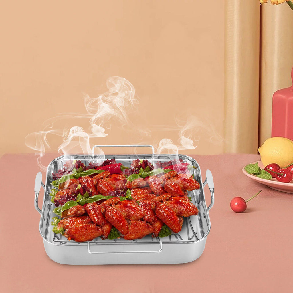 Stainless Steel Roasting Pan with Nonstick Rack, 16.5" x 12" D905332