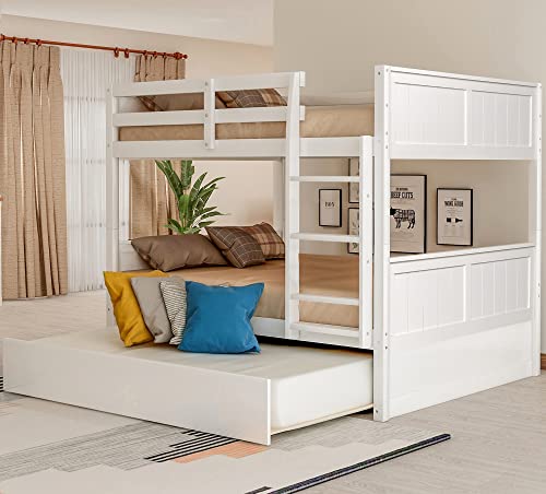 Twin Over Full Bunk Bed with Slide and Stairs for Kids E212