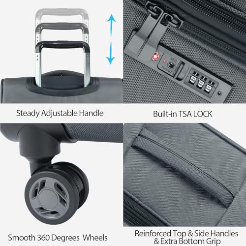 Softside Expandable Carry On Luggage with Spinner Wheels and TSA Lock, 20-Inch R869