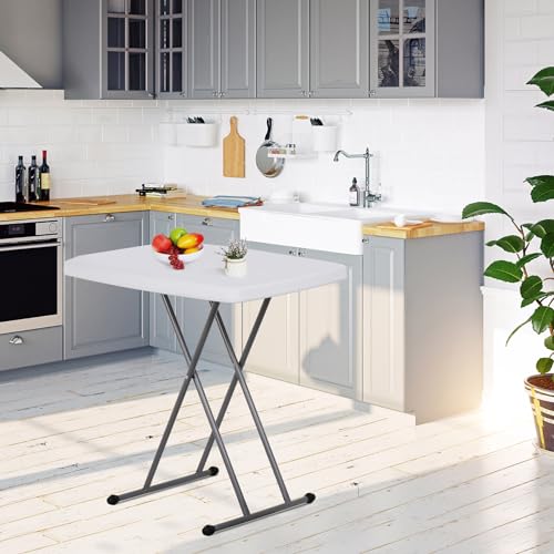 Portable 4 Foot Plastic Folding Table, Indoor Outdoor Heavy Duty, White R80992