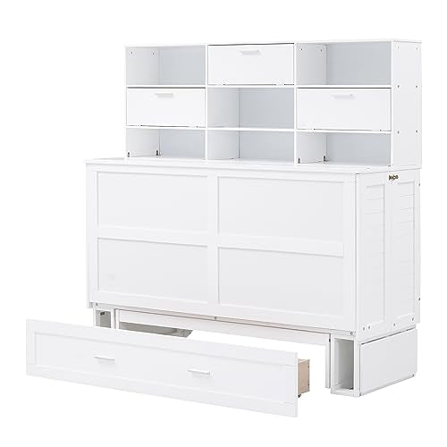 Queen Size Murphy Bed with Cabinet and LED Lights P178570