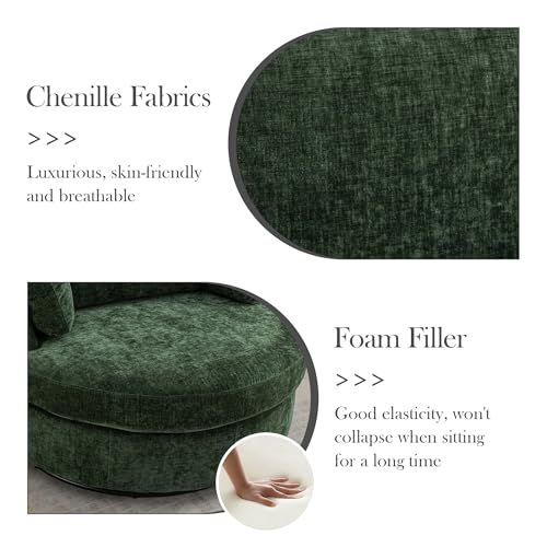 Oversized Swivel Barrel Chair with Ottoman, Chenille, Beige X252712