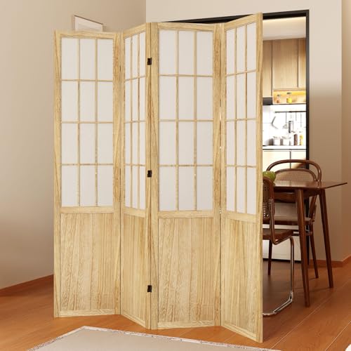 Japanese Shoji Folding Room Divider, 4 Panels, Black T762554