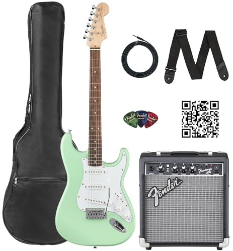 Stratocaster Electric Guitar Bundle with Amplifier, Gig Bag, Strap, Cable, Picks, and DVD S5583