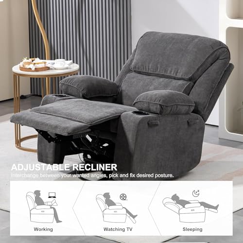 Massage Heated Swivel Rocking Recliner Chair with Cup Holders Z657