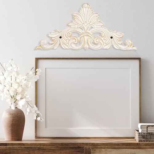 Victorian Cast Iron Wall Plaque, Antique White Fleur De Lis Metal Wall Art, 11.8 Inch X710795