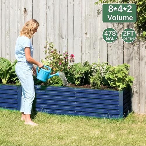 Galvanized Raised Garden Bed 8x4x2ft, Large Metal Planter Box for Vegetables, Flowers, Herbs J9369