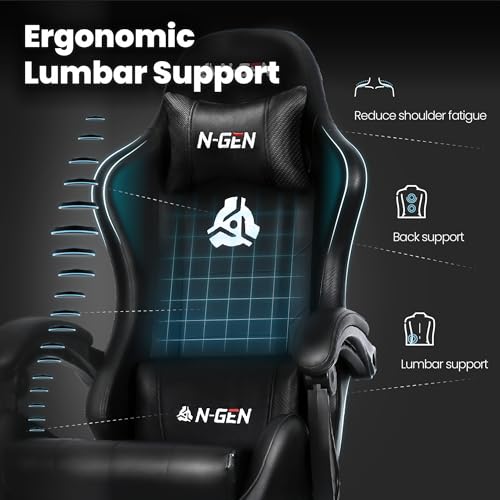 Gaming Chair with Footrest Lumbar Support High Back Recliner Ergonomic Leather Q8605