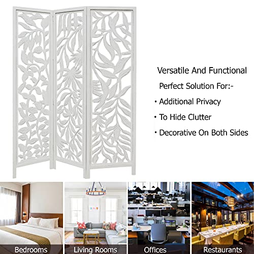 4 Panel Folding Wood Room Divider, Antique Brown, 72 x 80 L396608
