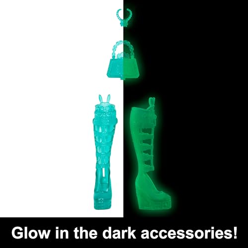 Monster High Skulltimate Secrets Neon Frights Doll & Accessories, Toralei Stripe with Dress-Up Locker & 19+ Surprises R9605