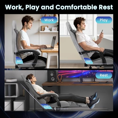 Gaming Chair with Footrest Lumbar Support High Back Recliner Ergonomic Leather Q8605
