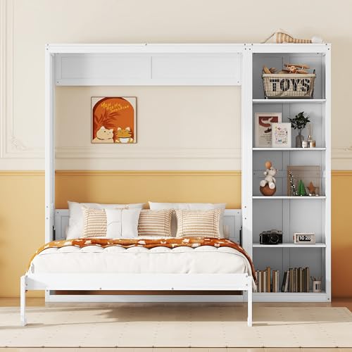 Queen Size Murphy Bed with Cabinet and LED Lights P178570