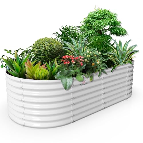 Galvanized Raised Garden Bed Oval Metal Planter Box for Vegetables Flowers A9593