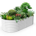 Galvanized Raised Garden Bed Oval Metal Planter Box for Vegetables Flowers A9593