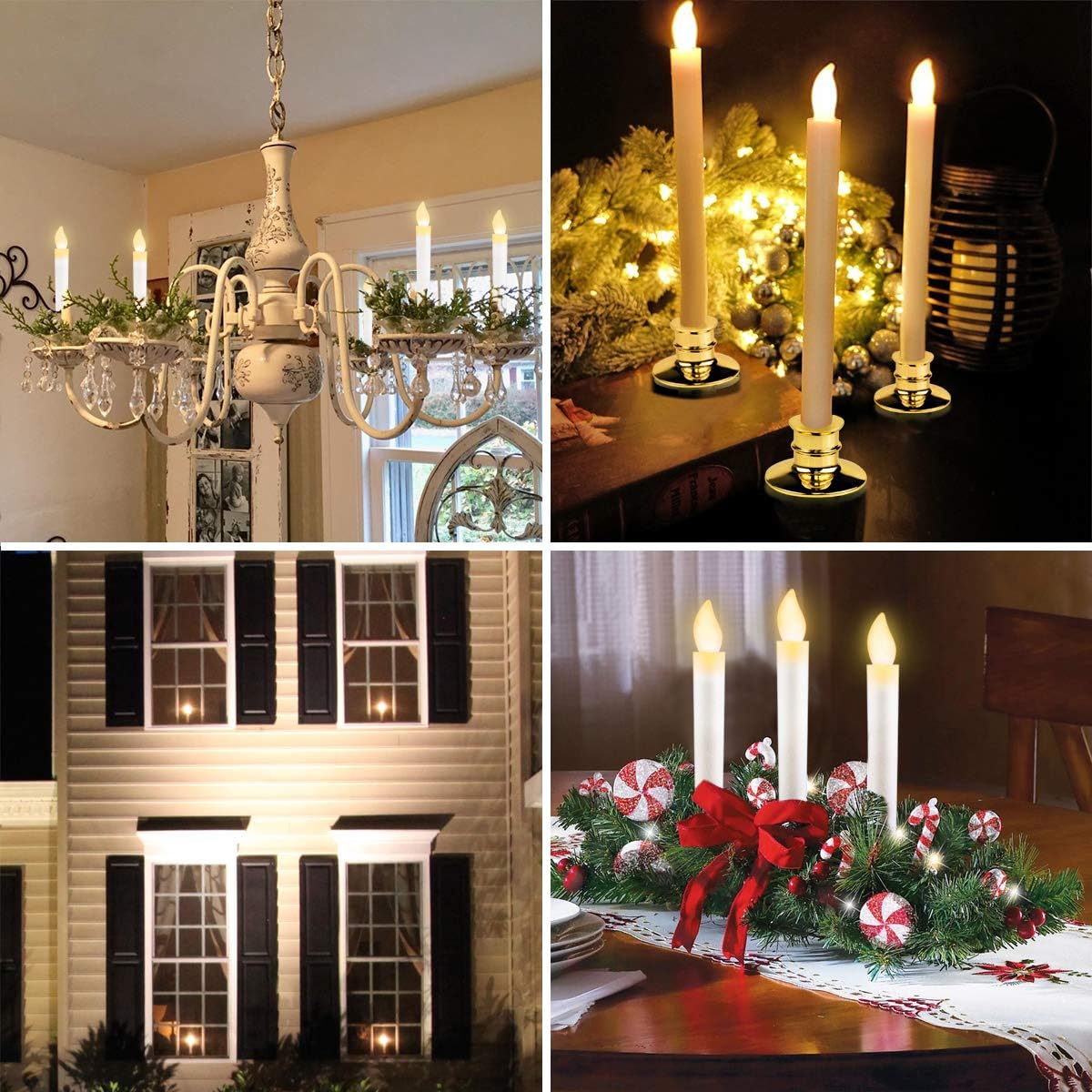 Christmas Window Candles with Timer, Battery Operated LED Taper Set A2557