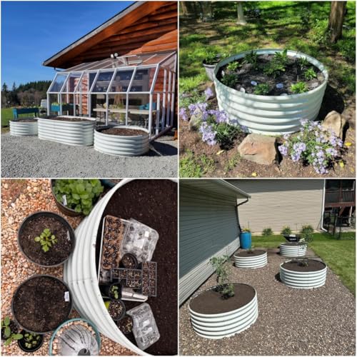 Galvanized Raised Garden Bed Oval Metal Planter Box for Vegetables Flowers A9593